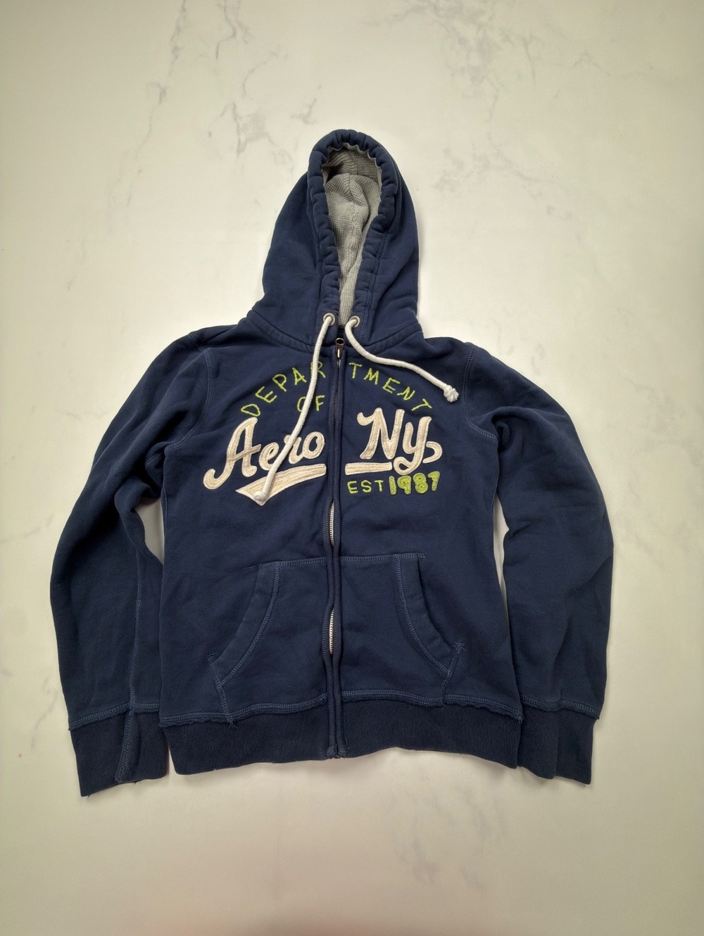 Aeropostale Department of Aero Ny Hoodie Navy 2000s Varsity - Women L